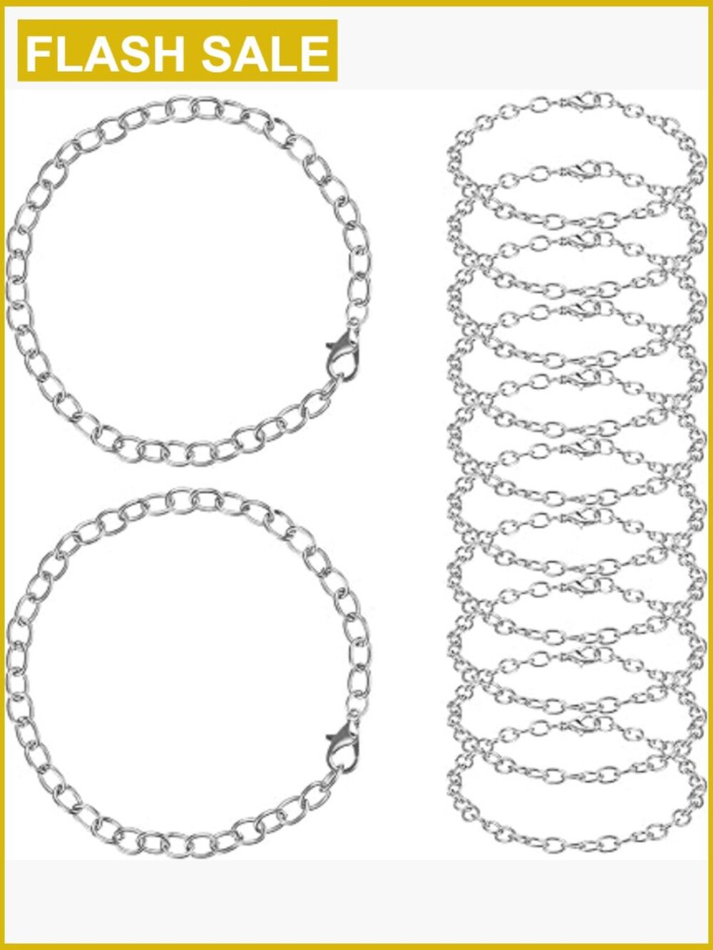 12 Pack DIY Charm Bracelet Chains with Lobster Clasps Jewelry Making